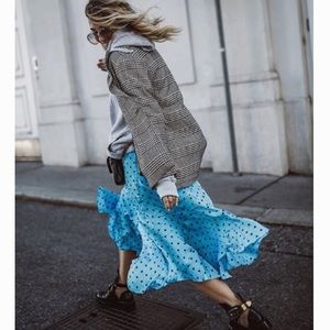 H&M Blue Dot Jacquard Skirt Sz 2